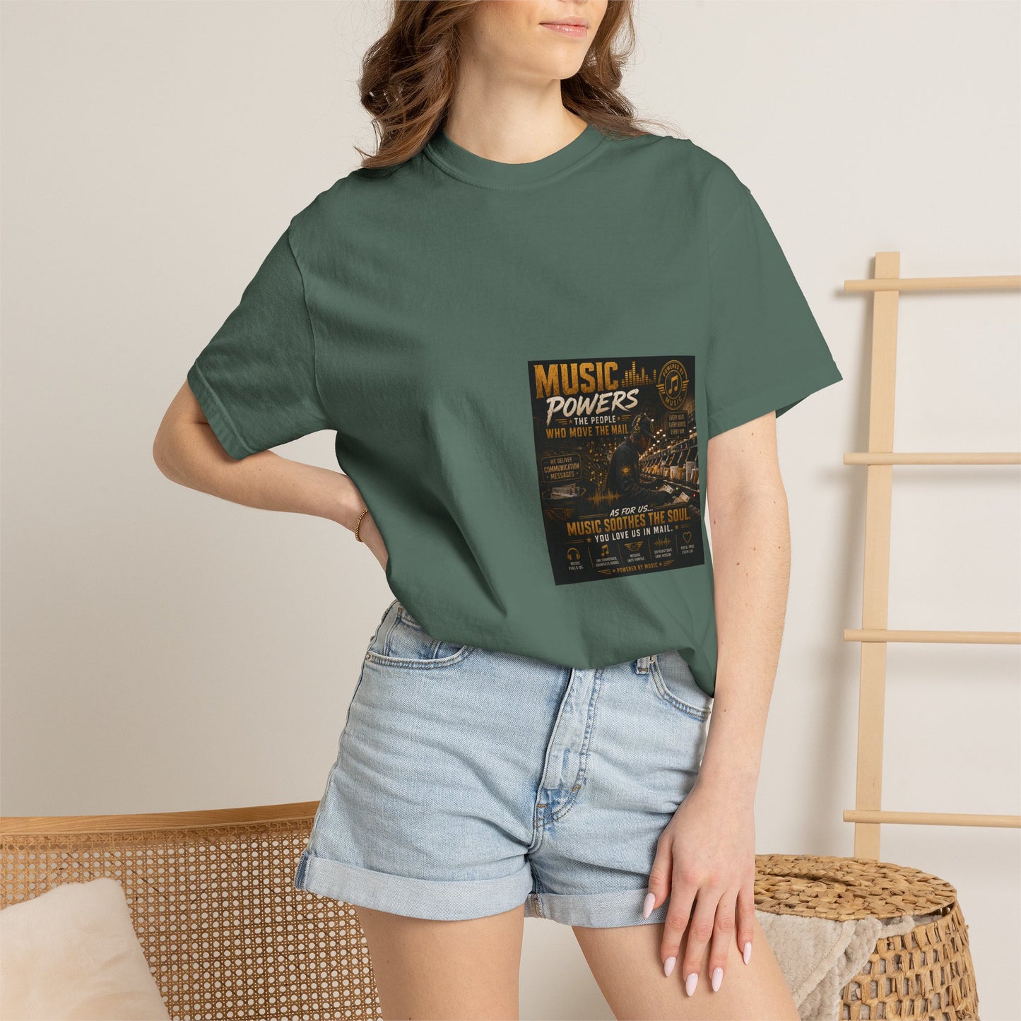 Postal Music — Music Powers the People — Garment-Dyed T-Shirt