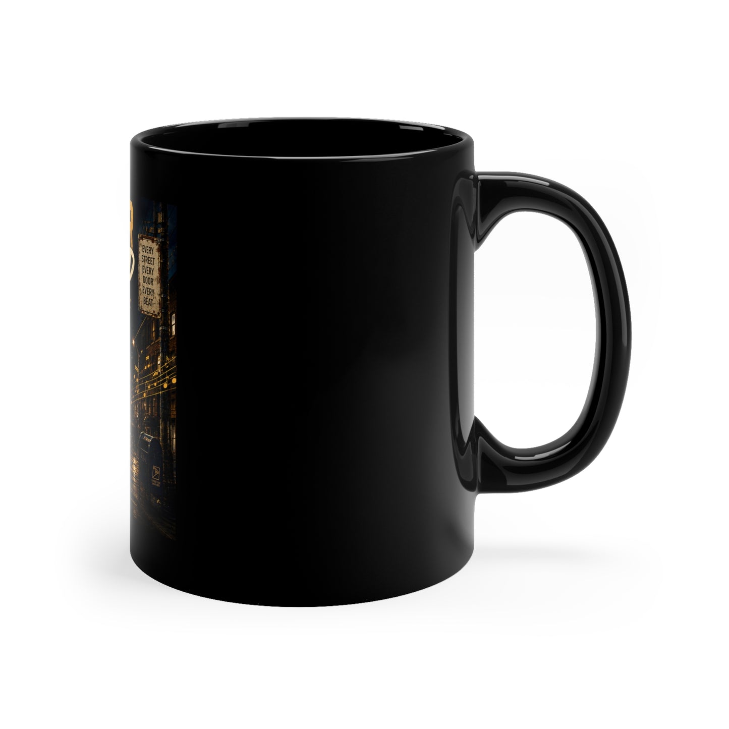 Postal Music — Deliver the Sound — Black Coffee Mug 11oz
