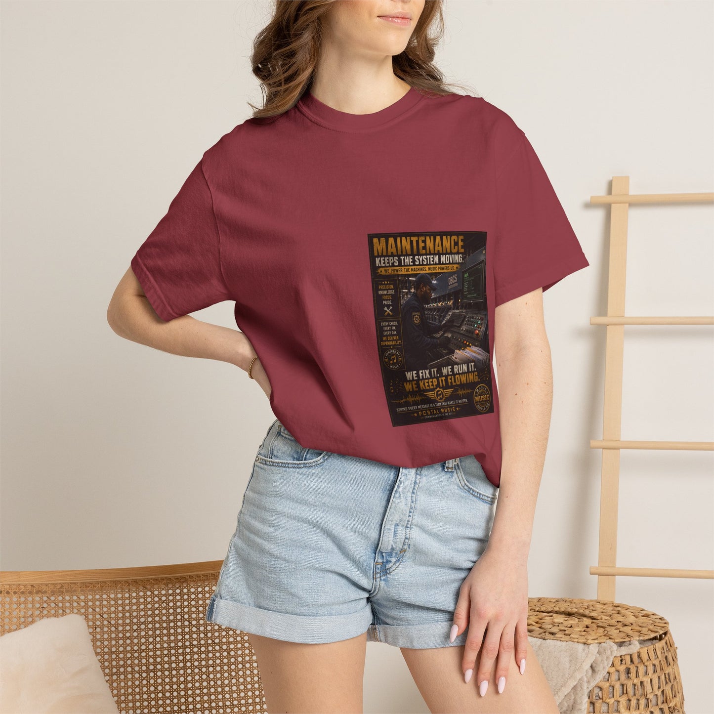 Postal Music — Maintenance Keeps the System Moving — Garment-Dyed T-Shirt