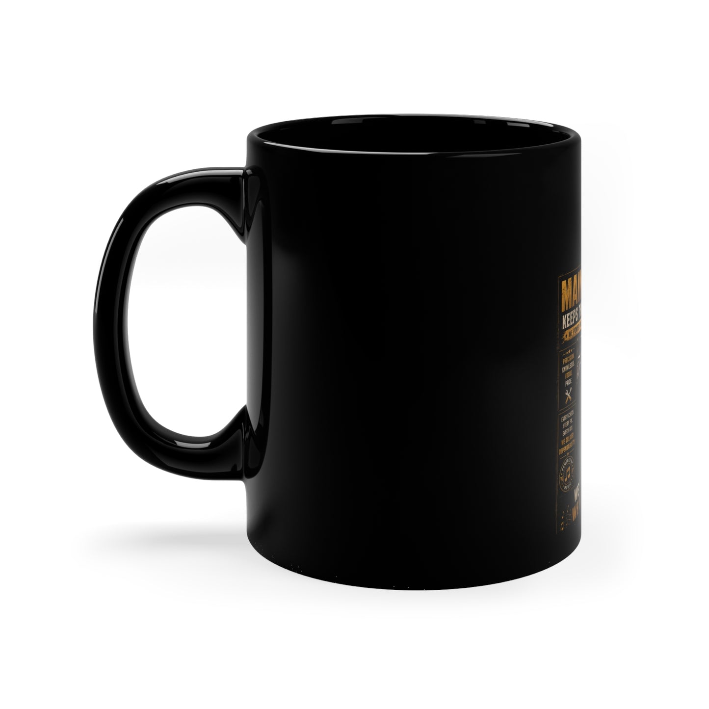 Postal Music — Maintenance Keeps the System Moving — Black Coffee Mug 11oz