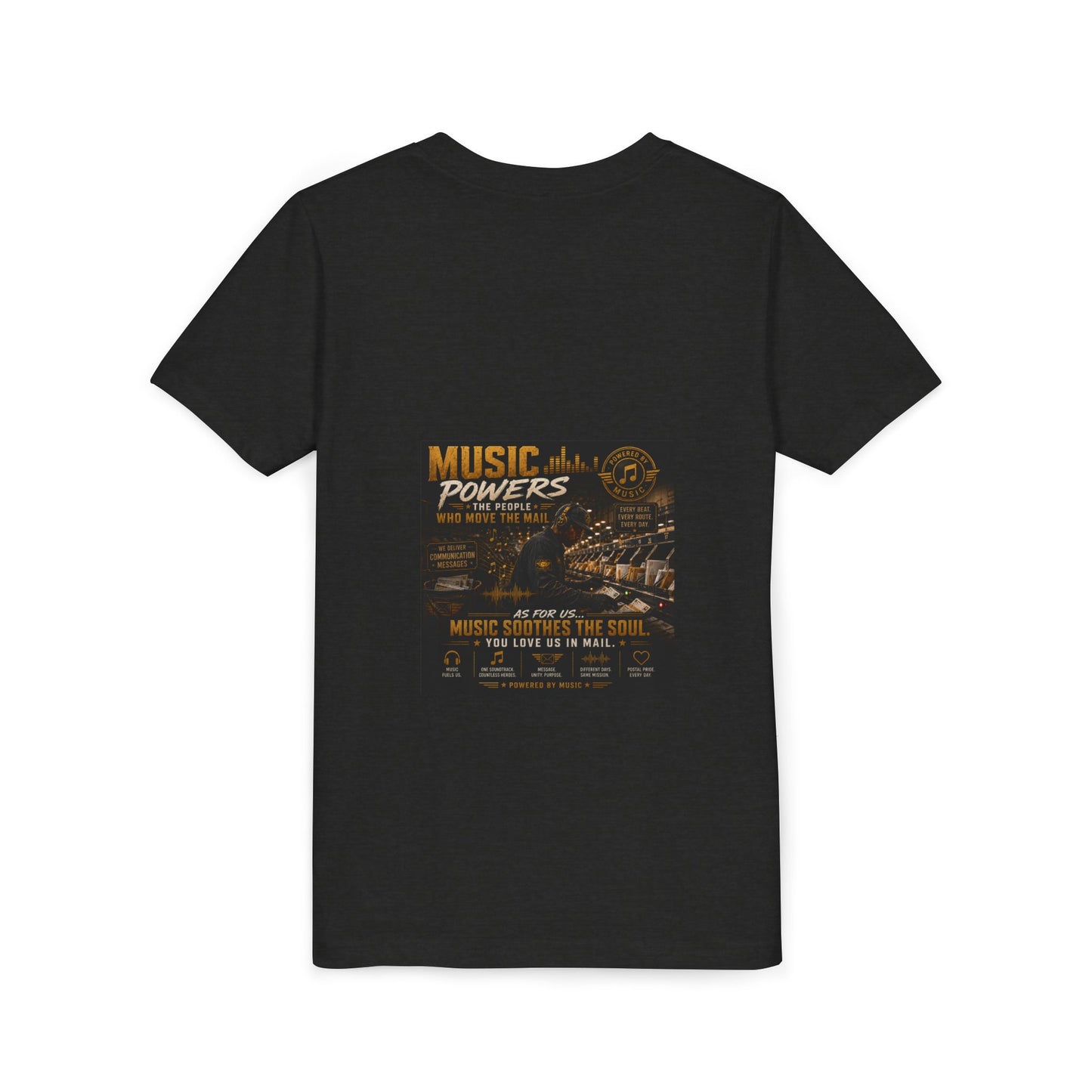 Postal Music — Music Powers the People — Youth T-Shirt