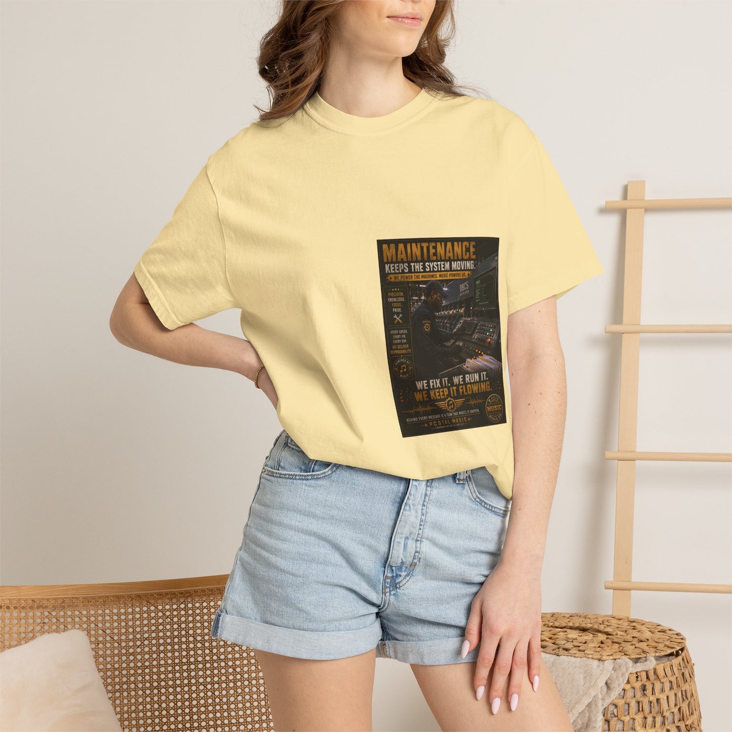 Postal Music — Maintenance Keeps the System Moving — Garment-Dyed T-Shirt
