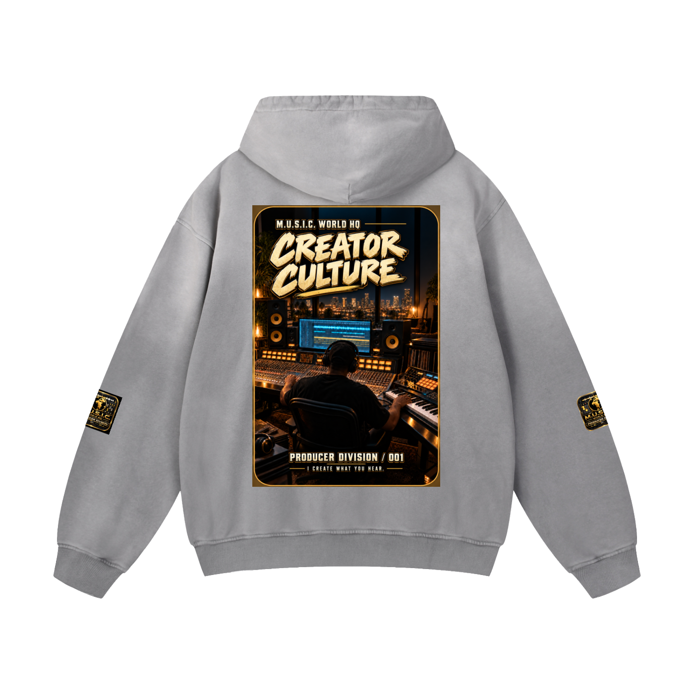 M.U.S.I.C. World HQ Creator Culture – Producer Division 001 Heavyweight Sunfade Hoodie