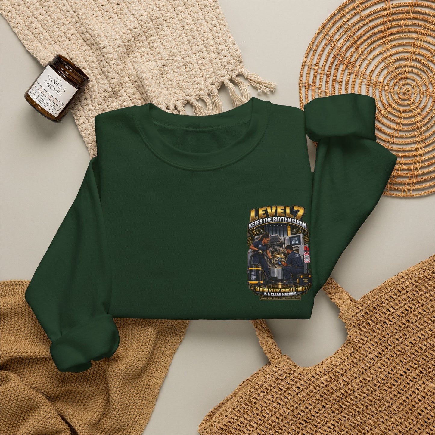 Postal Music - Level 7 Keeps the Rhythm Clean - Heavyweight Crewneck Sweatshirt