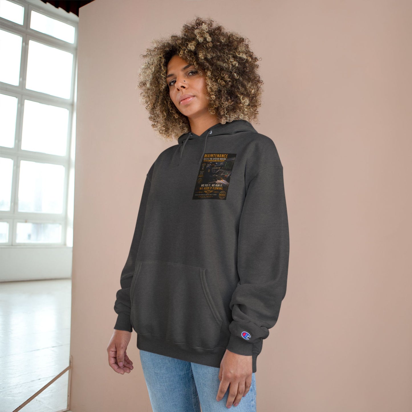 Postal Music — Maintenance Keeps the System Moving — Champion Premium Hoodie