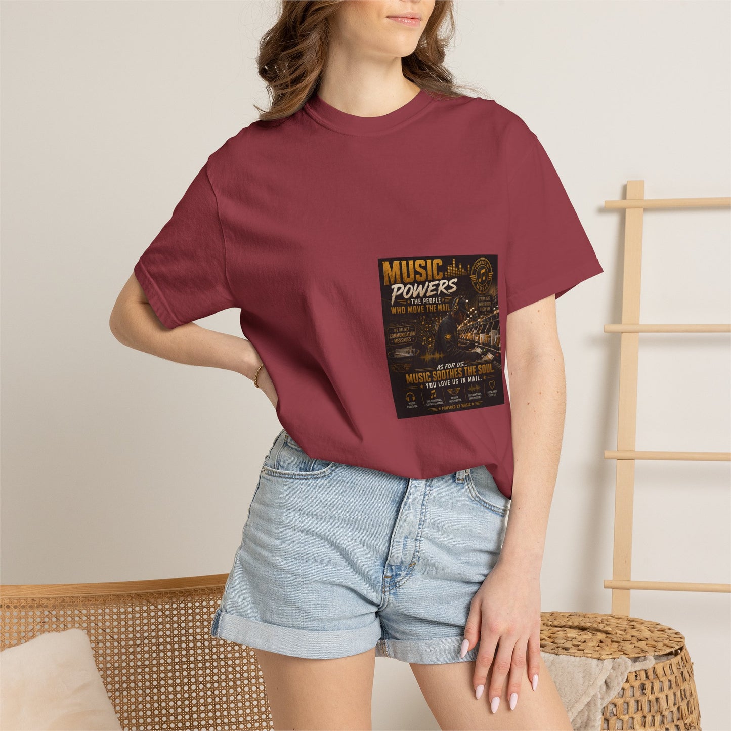 Postal Music — Music Powers the People — Garment-Dyed T-Shirt