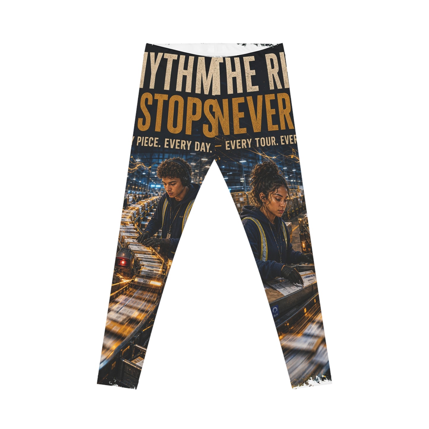 Postal Music — The Rhythm Never Stops — Women's Casual Leggings (AOP)