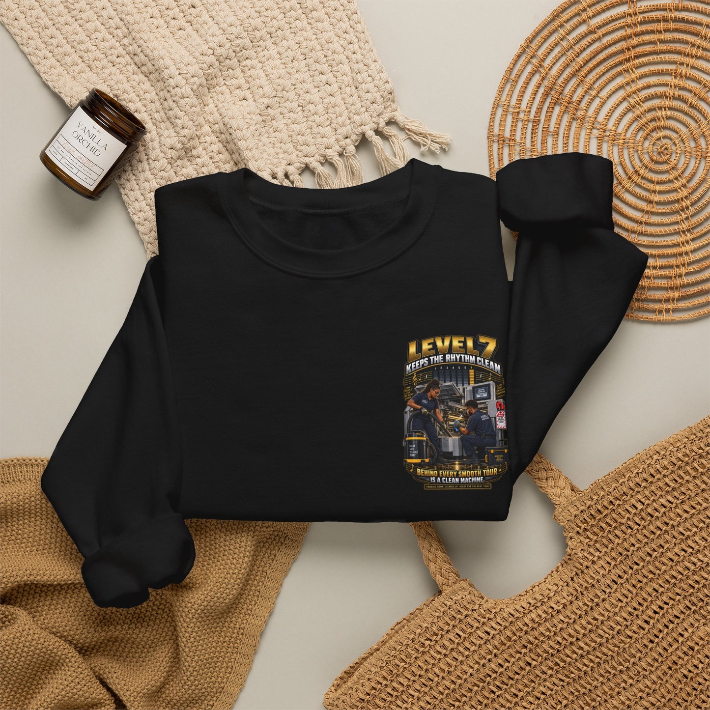 Postal Music - Level 7 Keeps the Rhythm Clean - Heavyweight Crewneck Sweatshirt