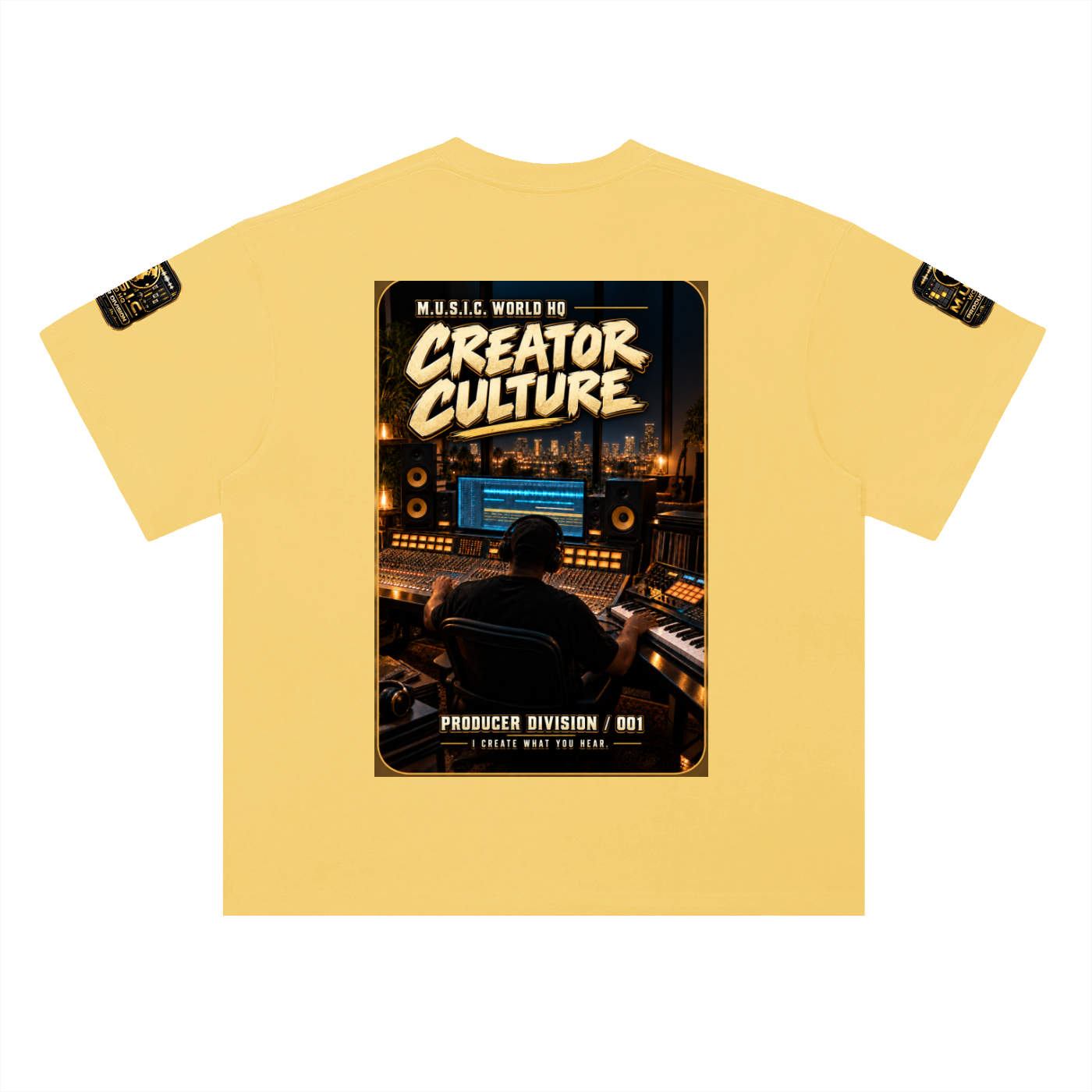M.U.S.I.C. World HQ Creator Culture – Producer Division 001 Heavyweight Drop Shoulder Tee