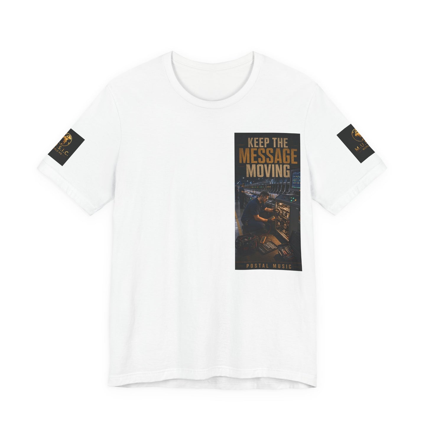 Postal Music — Keep the Message Moving — Premium Unisex T-Shirt