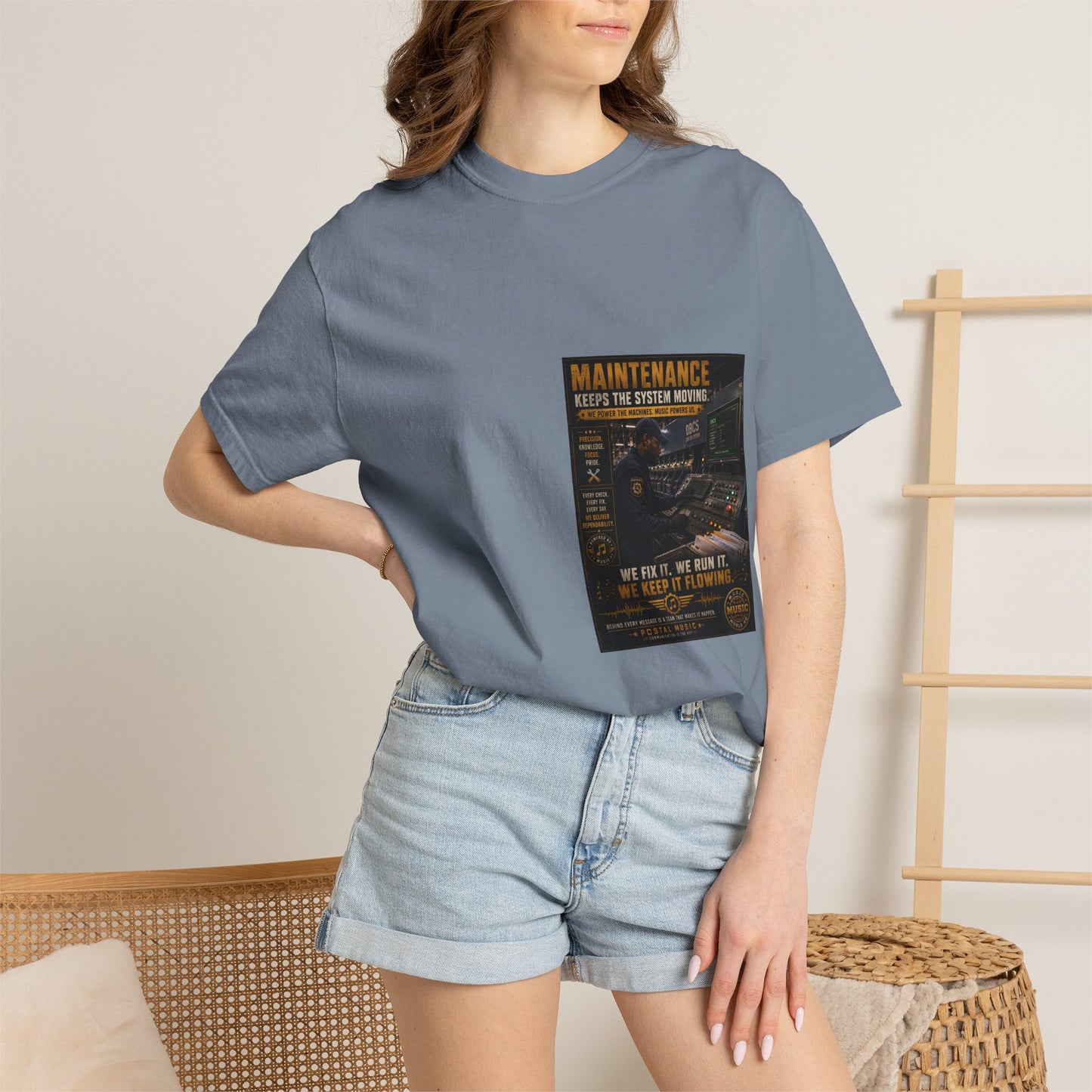 Postal Music — Maintenance Keeps the System Moving — Garment-Dyed T-Shirt