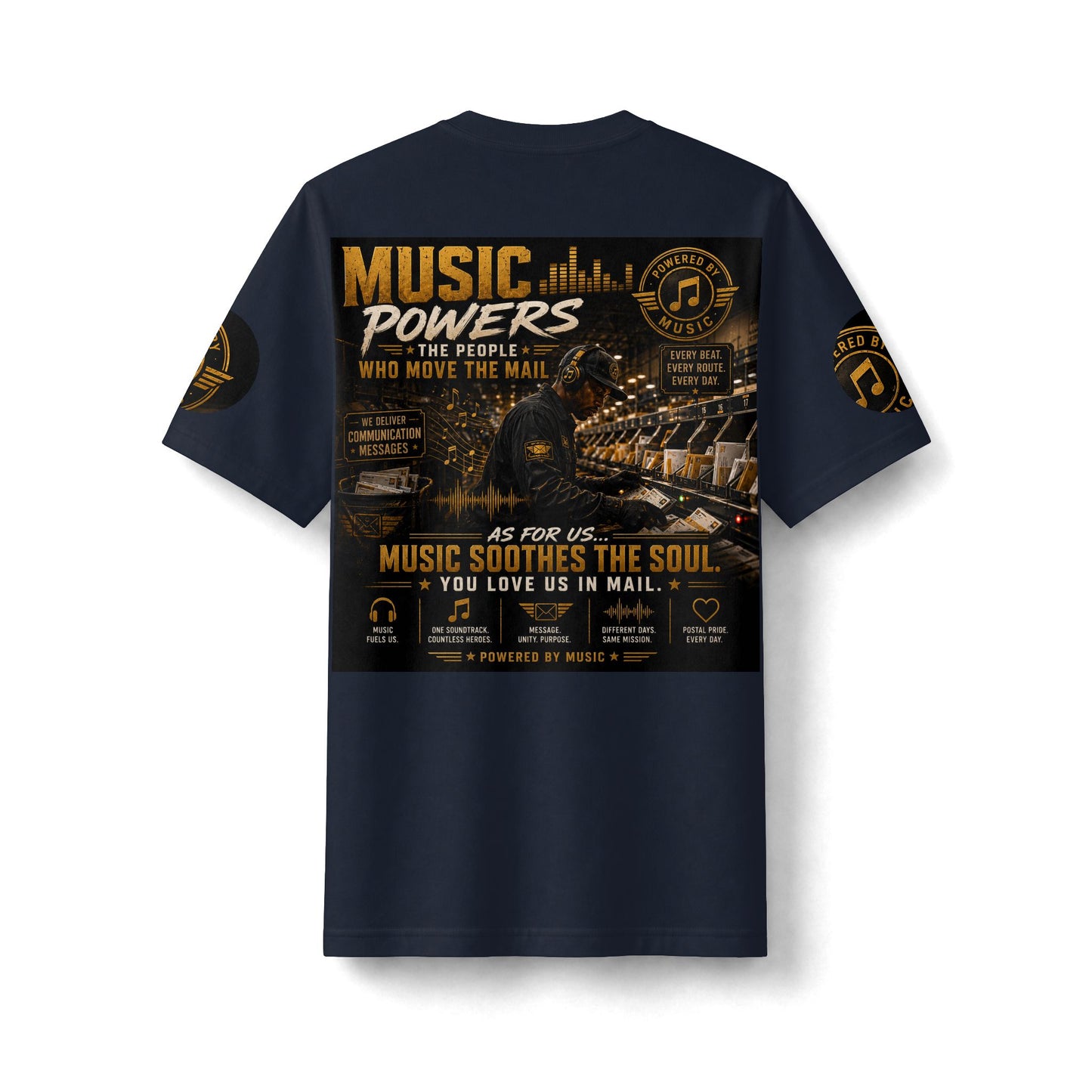Postal Music — Music Powers the People — Heavyweight T-Shirt