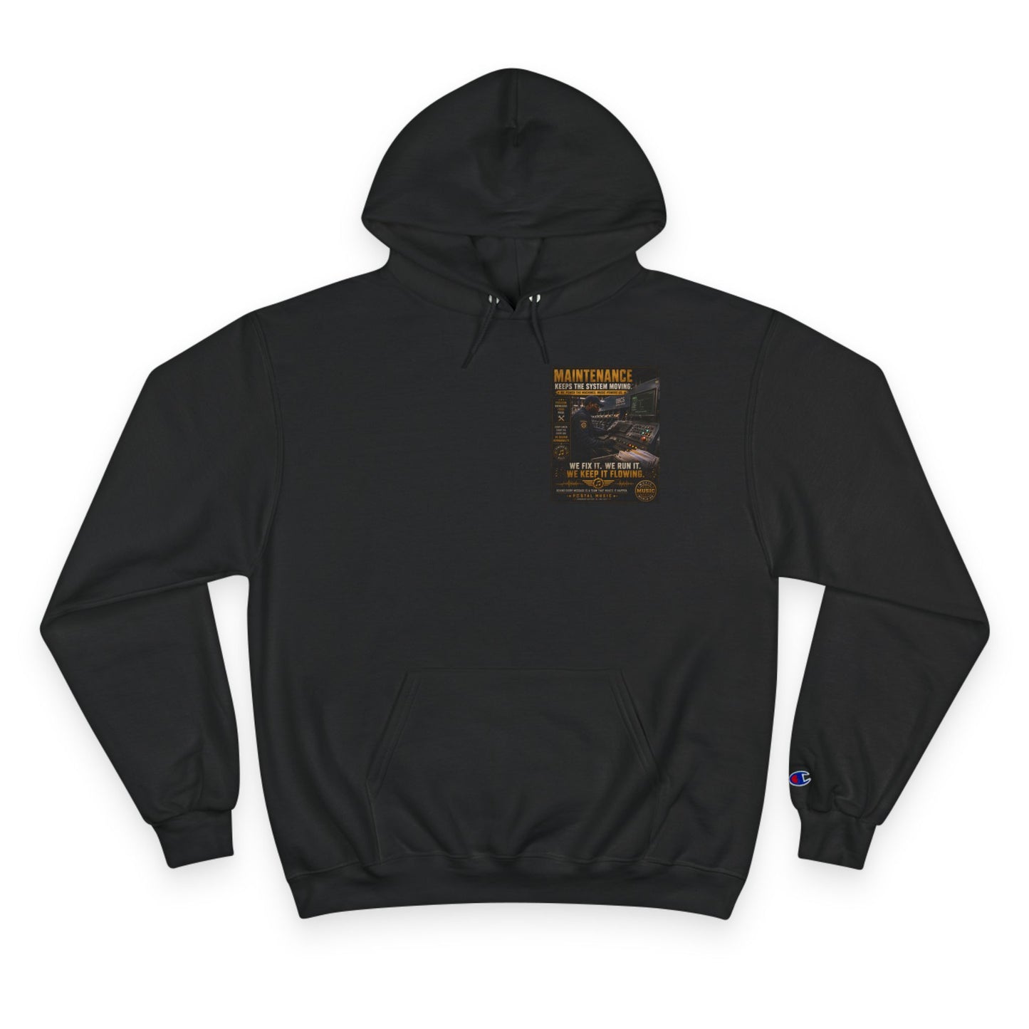 Postal Music — Maintenance Keeps the System Moving — Champion Premium Hoodie