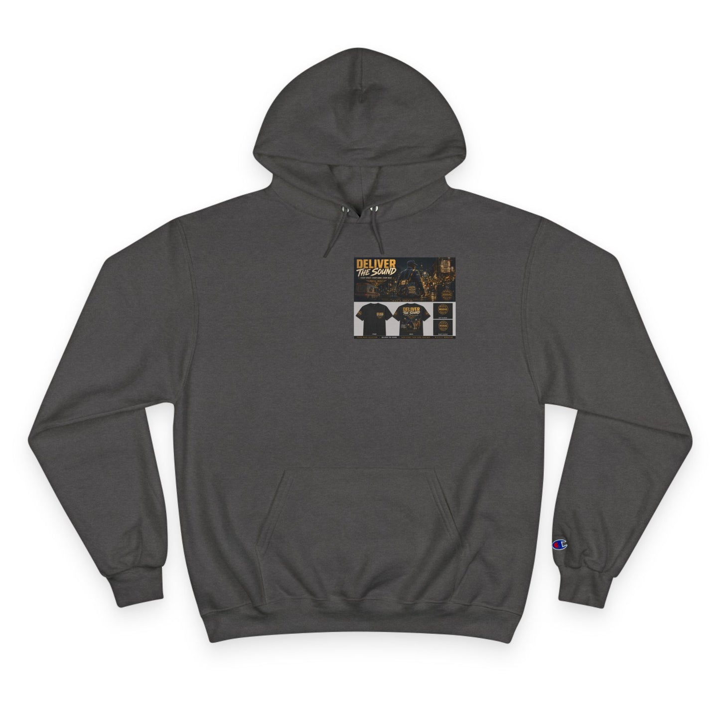 Postal Music — Deliver the Sound — Champion Premium Hoodie