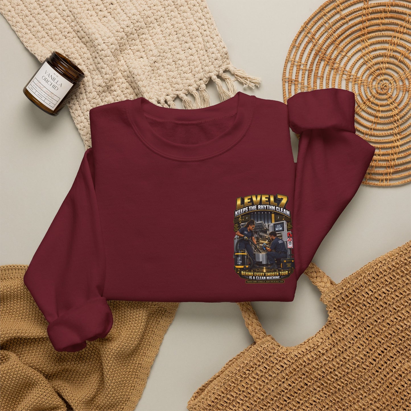 Postal Music - Level 7 Keeps the Rhythm Clean - Heavyweight Crewneck Sweatshirt