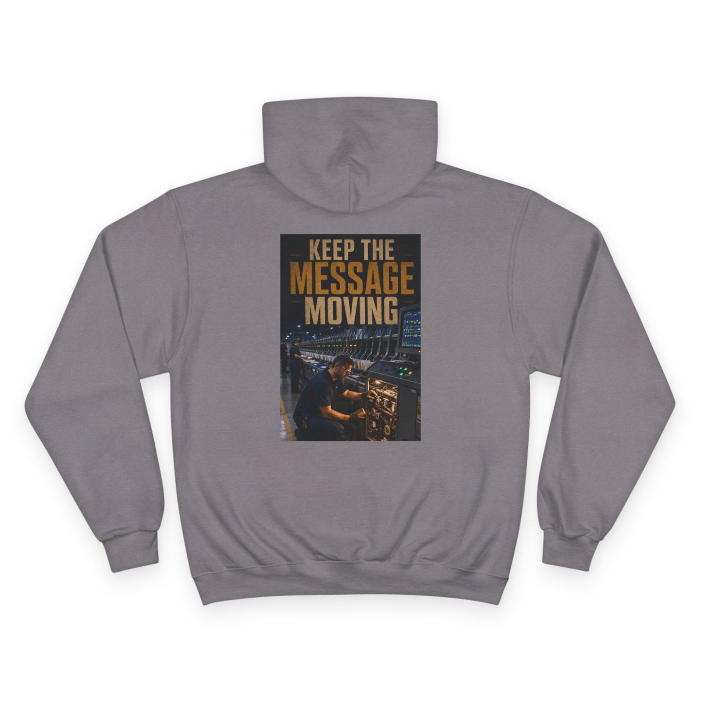 Postal Music — Keep the Message Moving — Champion Premium Hoodie