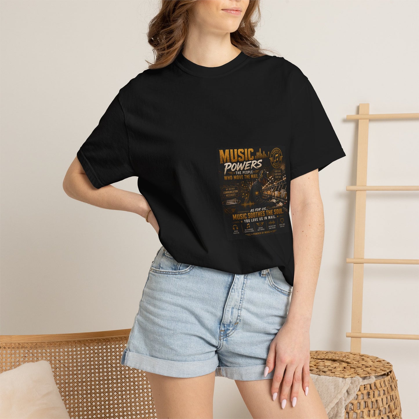 Postal Music — Music Powers the People — Garment-Dyed T-Shirt