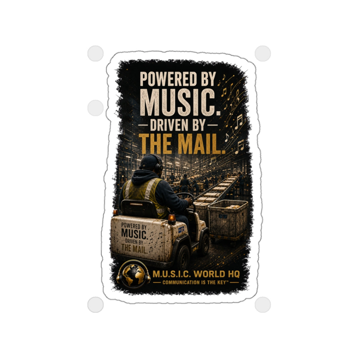 Postal Music - Powered by Music Die-Cut Sticker