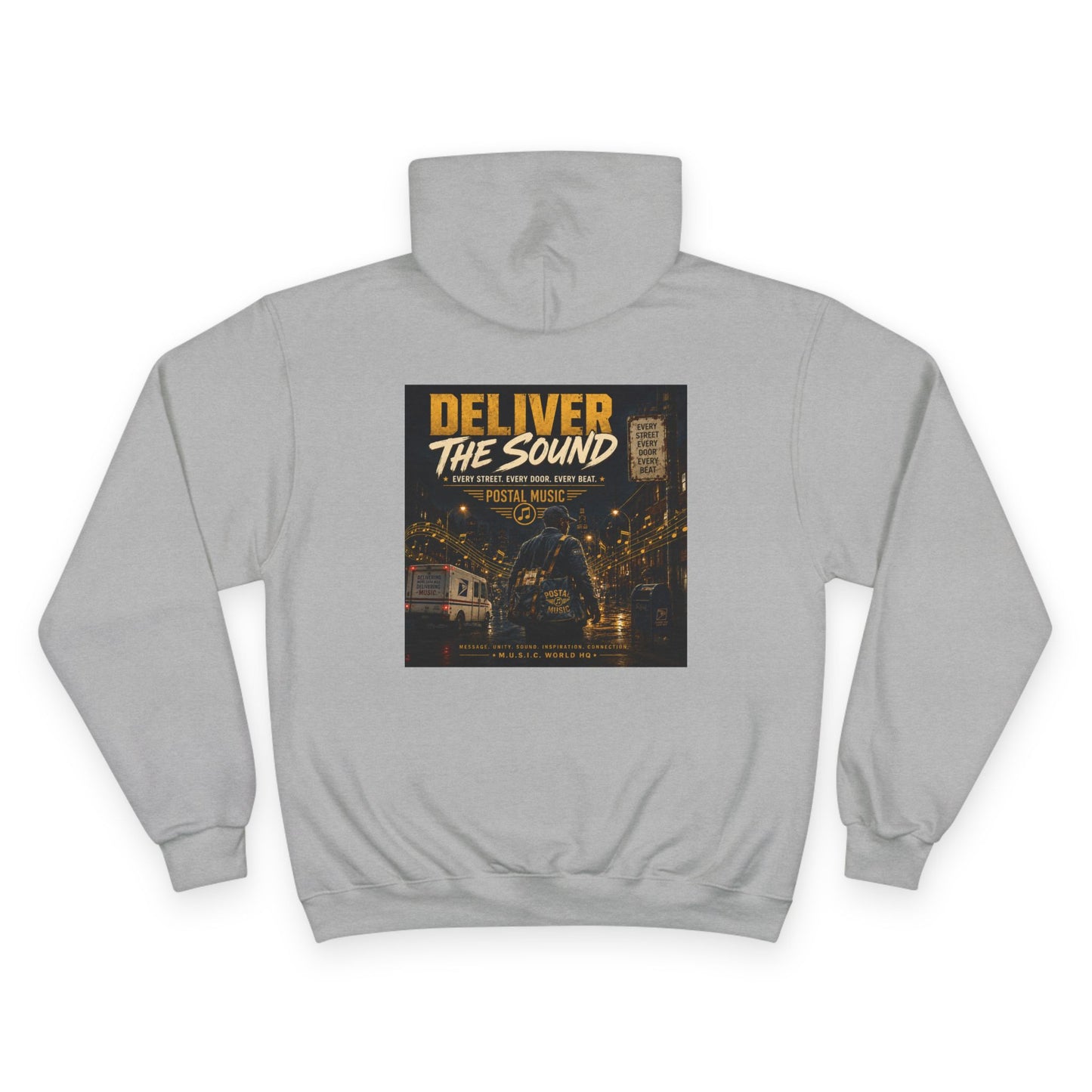 Postal Music — Deliver the Sound — Champion Premium Hoodie