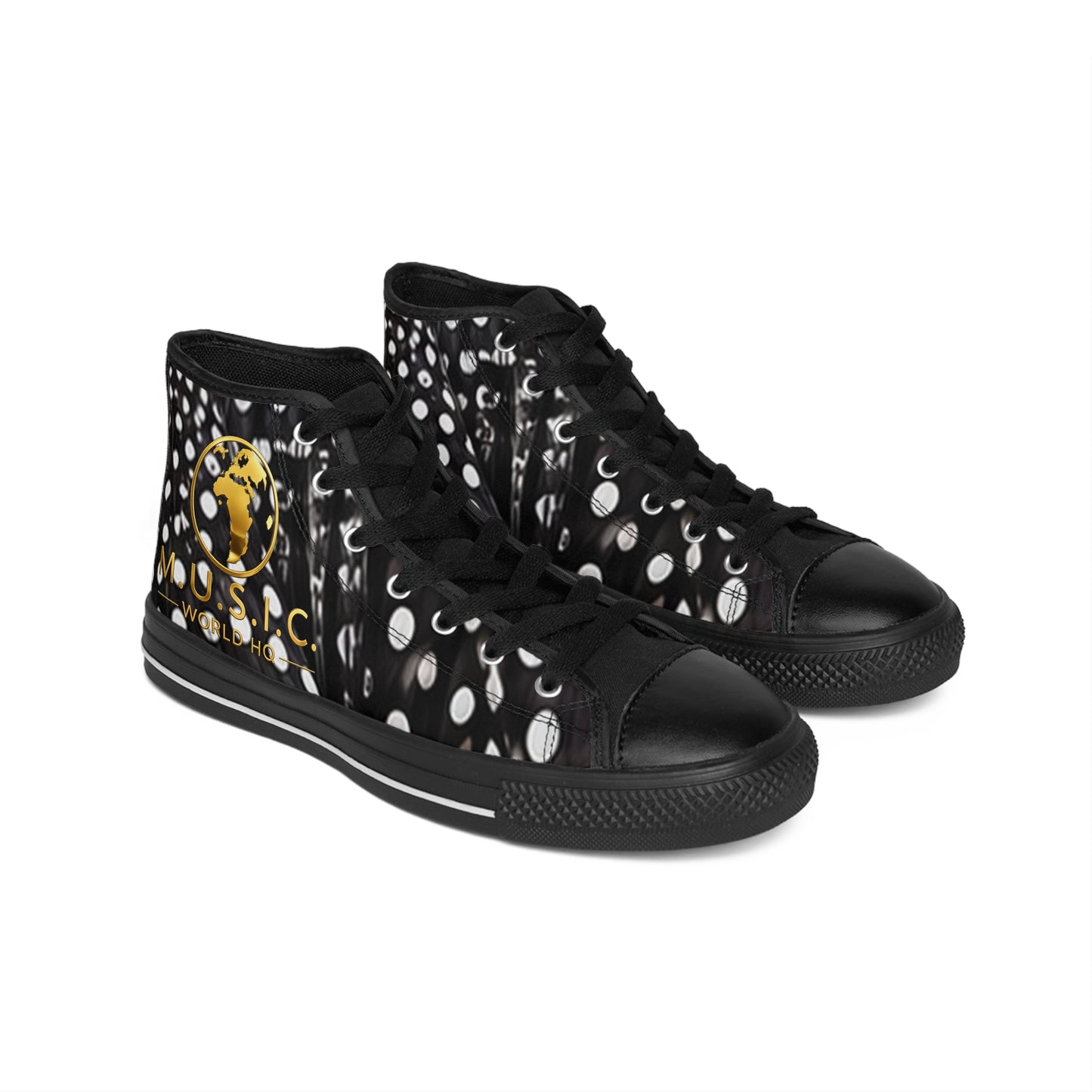 Wild by Design™ — Helmeted Guineafowl Print High-Top Sneakers | Feathered Royalty