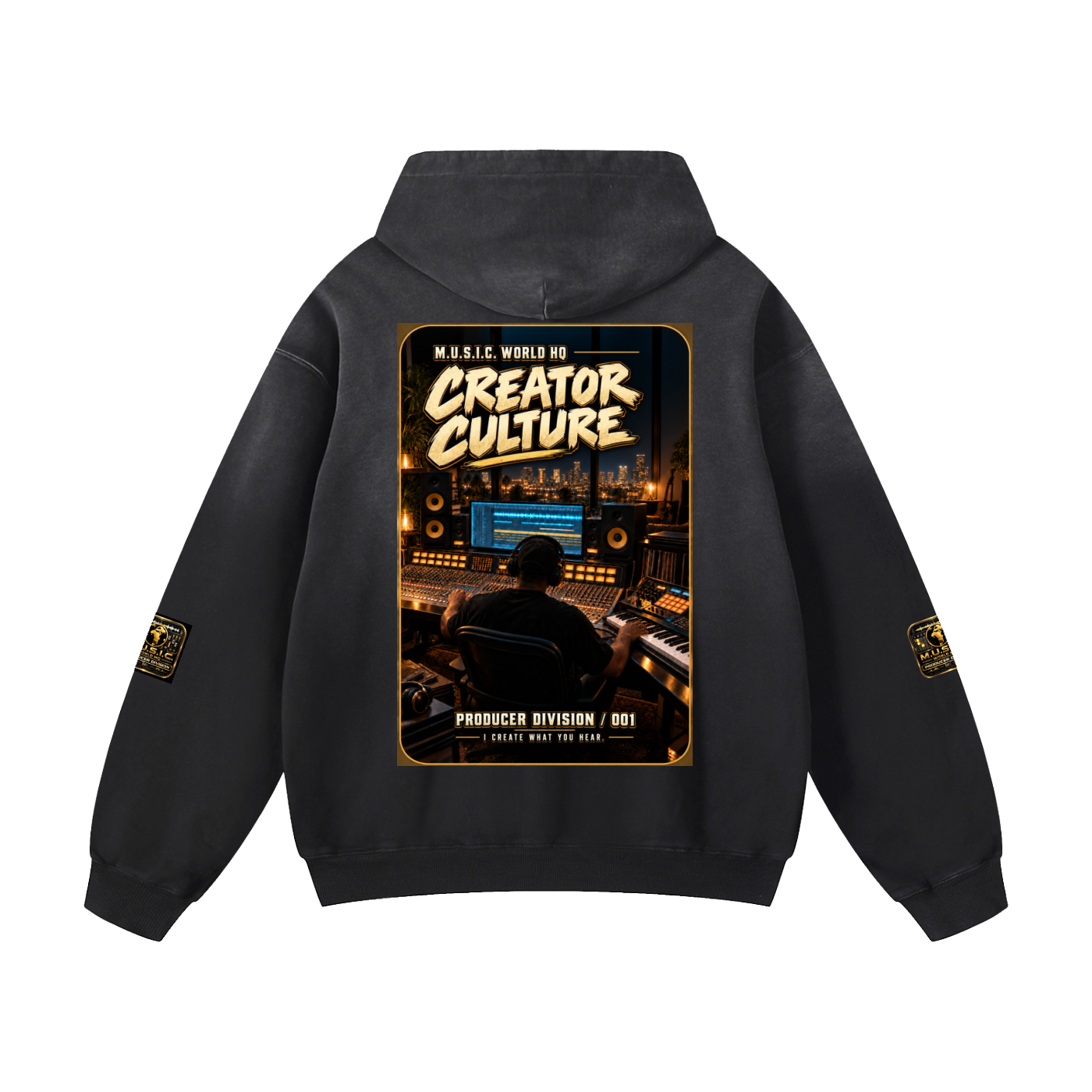 M.U.S.I.C. World HQ Creator Culture – Producer Division 001 Heavyweight Sunfade Hoodie
