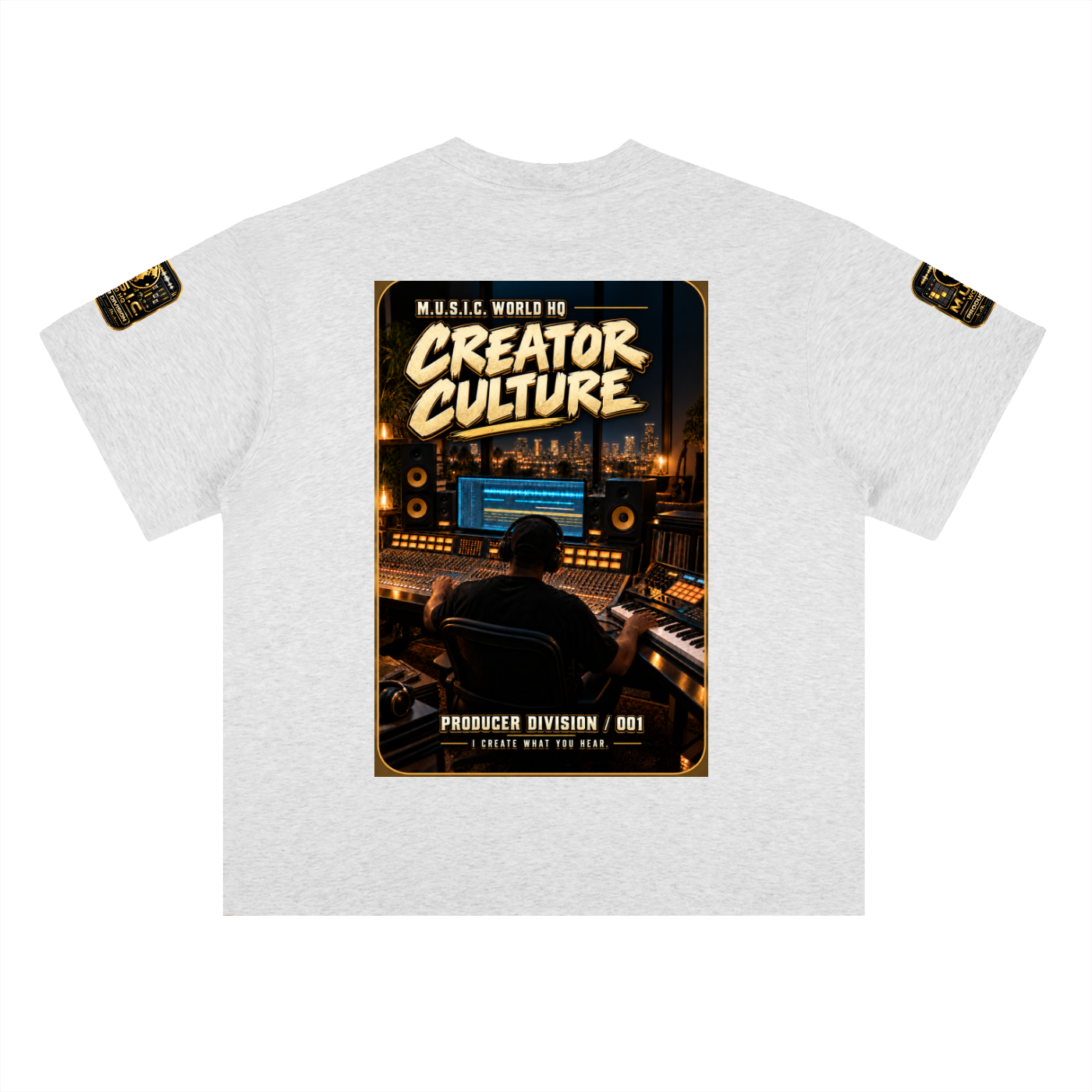 M.U.S.I.C. World HQ Creator Culture – Producer Division 001 Heavyweight Drop Shoulder Tee