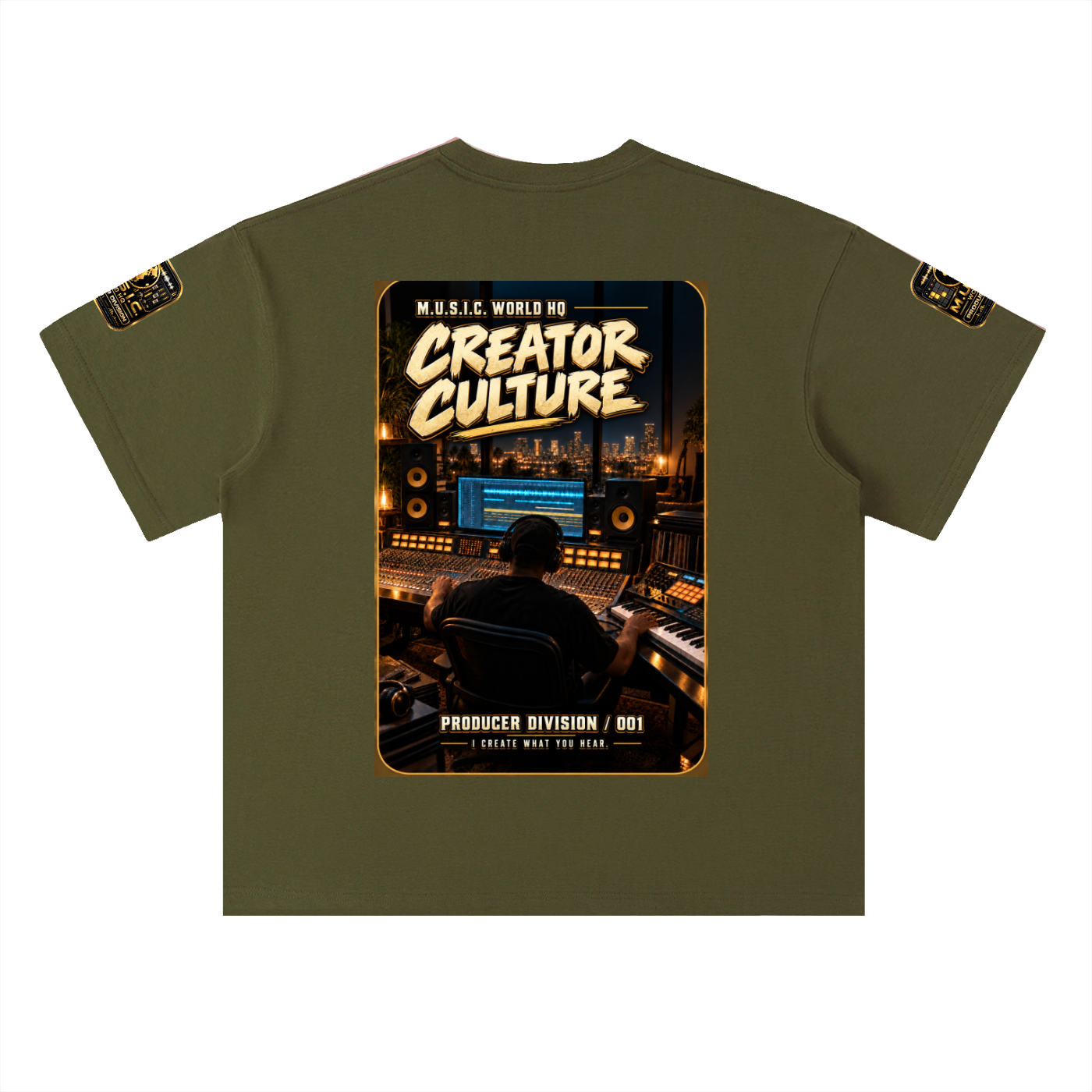 M.U.S.I.C. World HQ Creator Culture – Producer Division 001 Heavyweight Drop Shoulder Tee