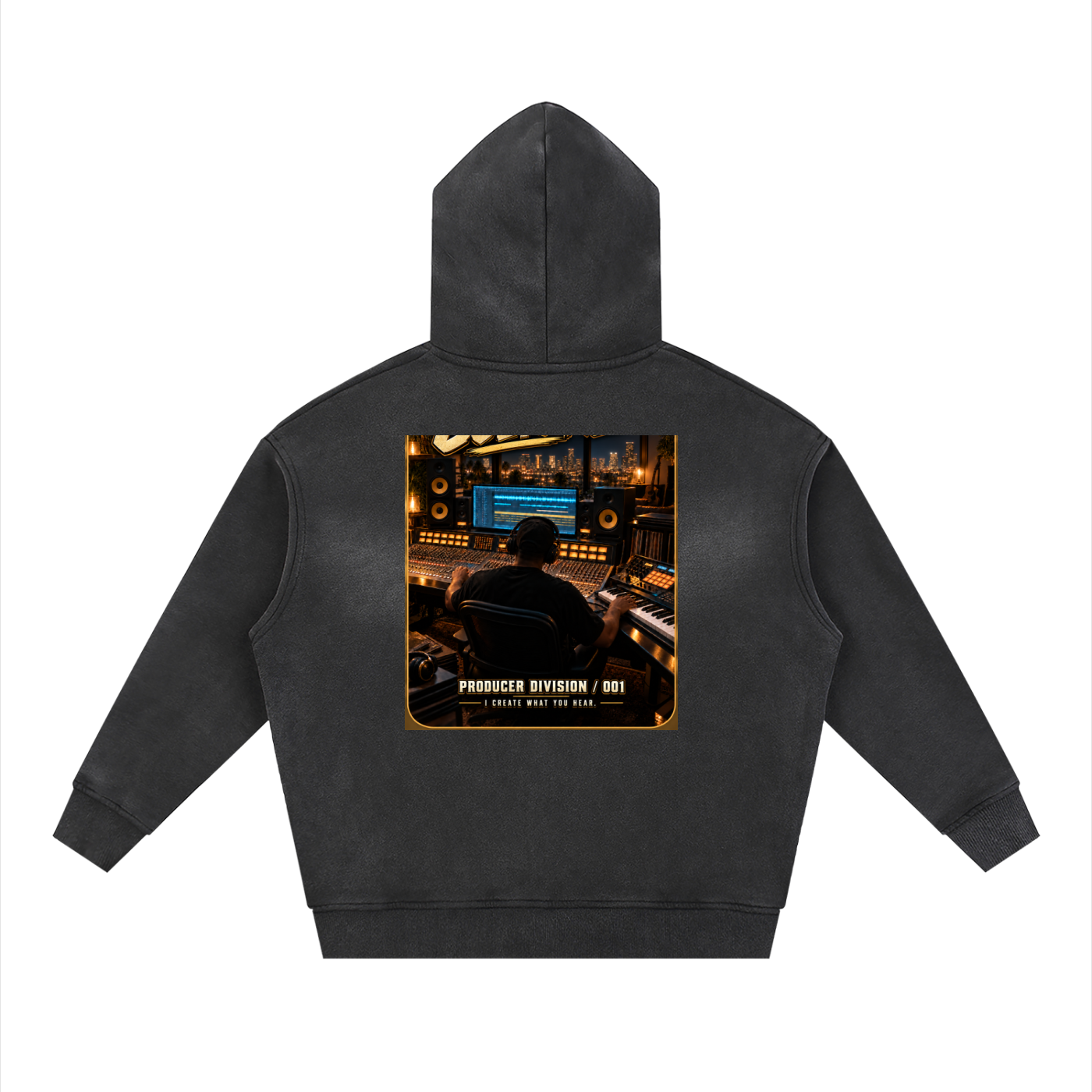 M.U.S.I.C. World HQ Creator Culture – Producer Division 001 Sunfade Two-way Zipper Boxy Fleece Hoodie