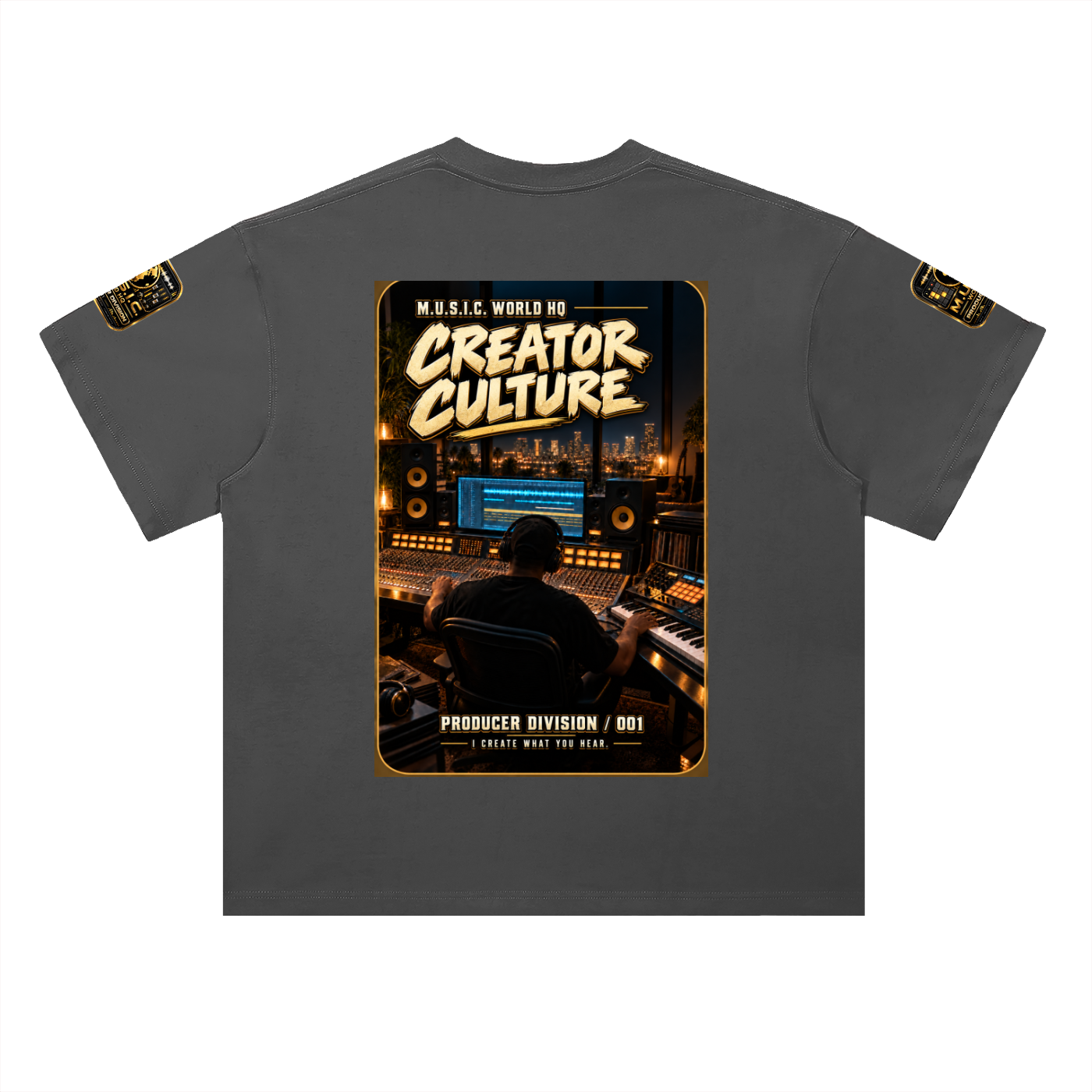 M.U.S.I.C. World HQ Creator Culture – Producer Division 001 Heavyweight Drop Shoulder Tee