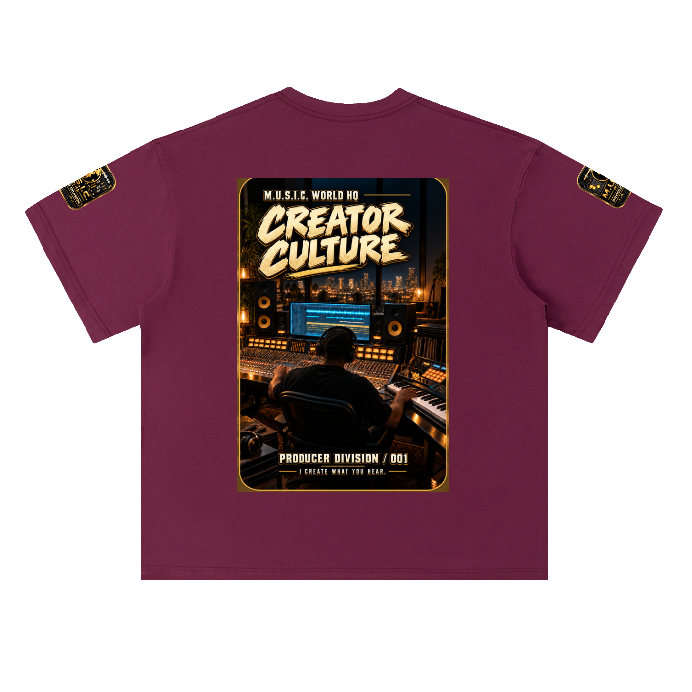 M.U.S.I.C. World HQ Creator Culture – Producer Division 001 Heavyweight Drop Shoulder Tee