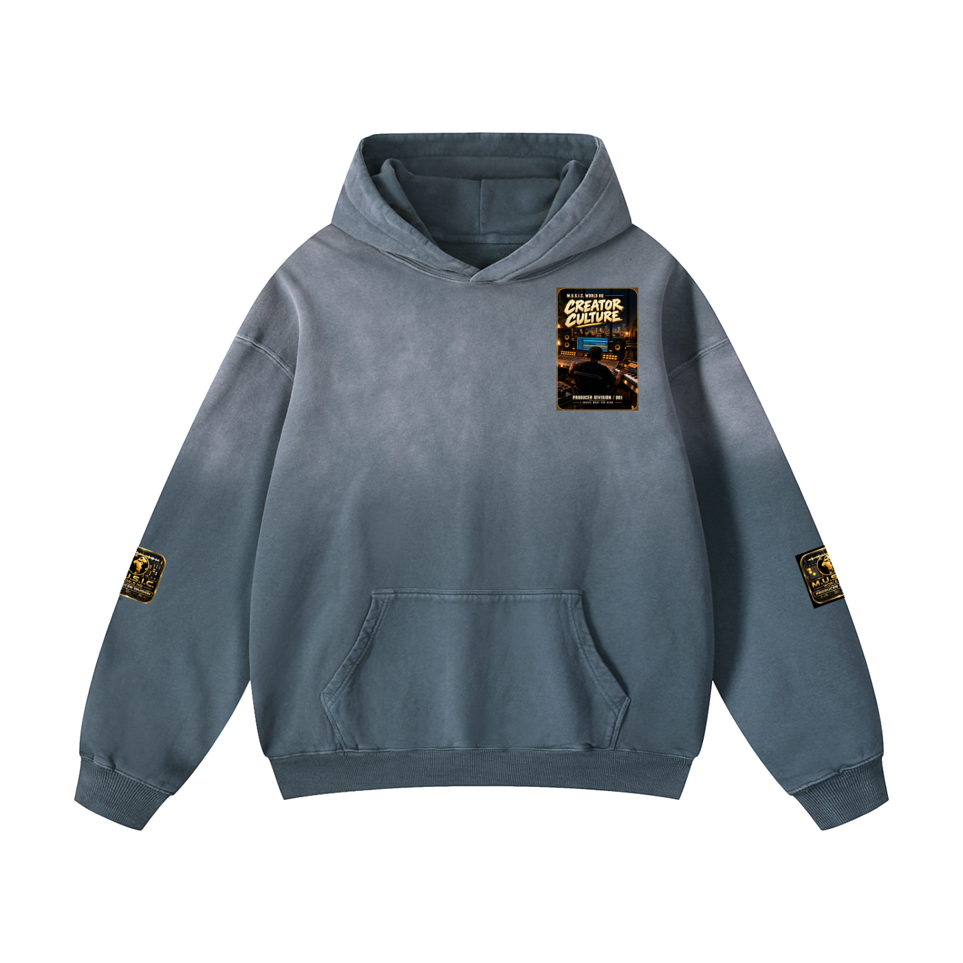 M.U.S.I.C. World HQ Creator Culture – Producer Division 001 Heavyweight Sunfade Hoodie