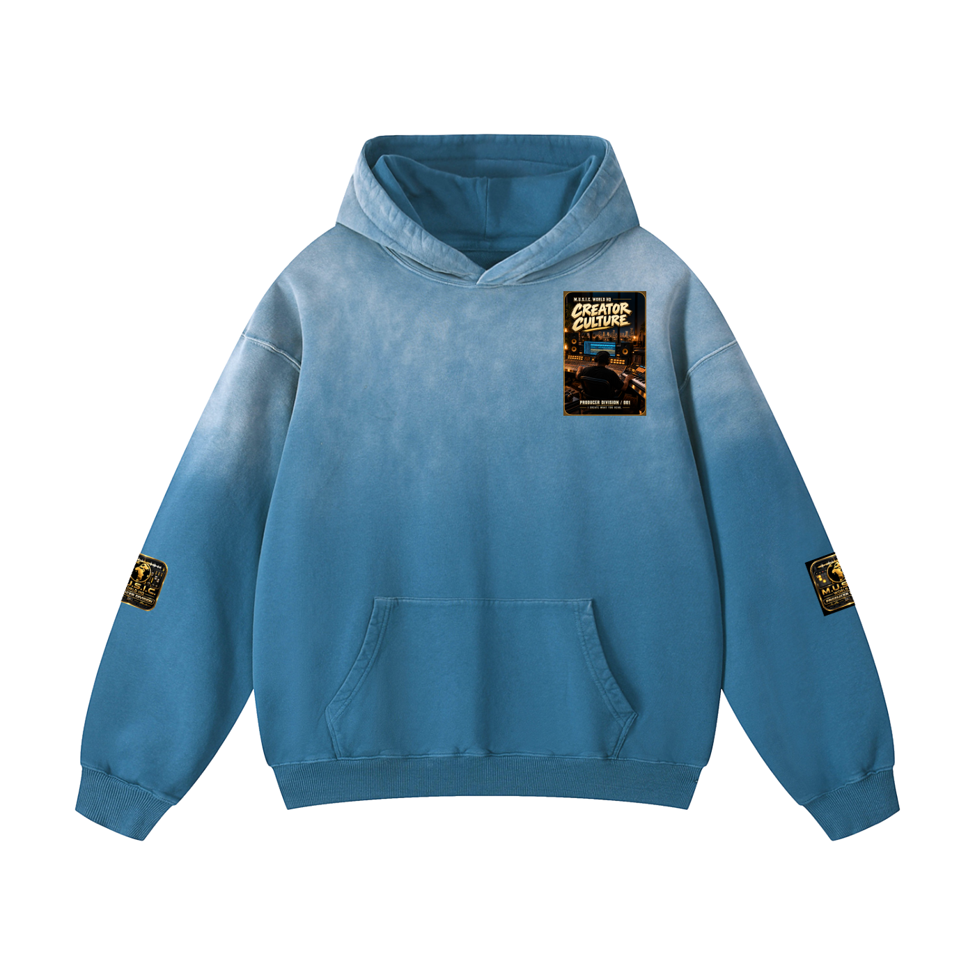 M.U.S.I.C. World HQ Creator Culture – Producer Division 001 Heavyweight Sunfade Hoodie