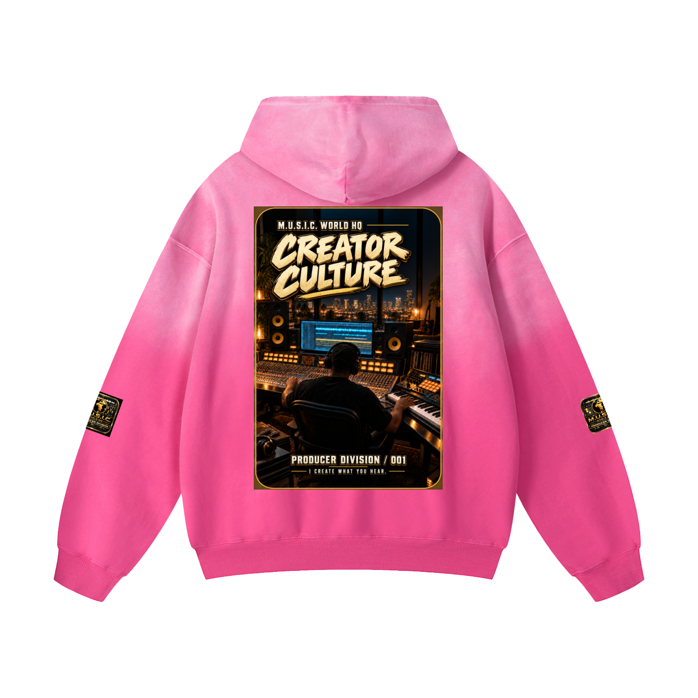 M.U.S.I.C. World HQ Creator Culture – Producer Division 001 Heavyweight Sunfade Hoodie