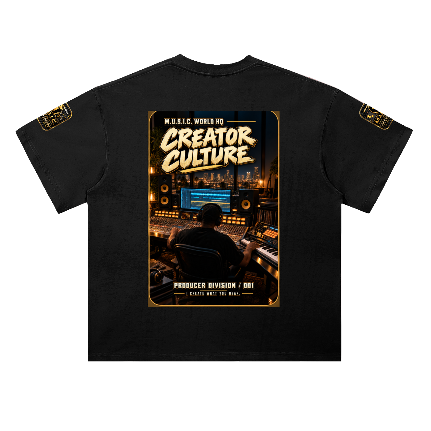 M.U.S.I.C. World HQ Creator Culture – Producer Division 001 Heavyweight Drop Shoulder Tee
