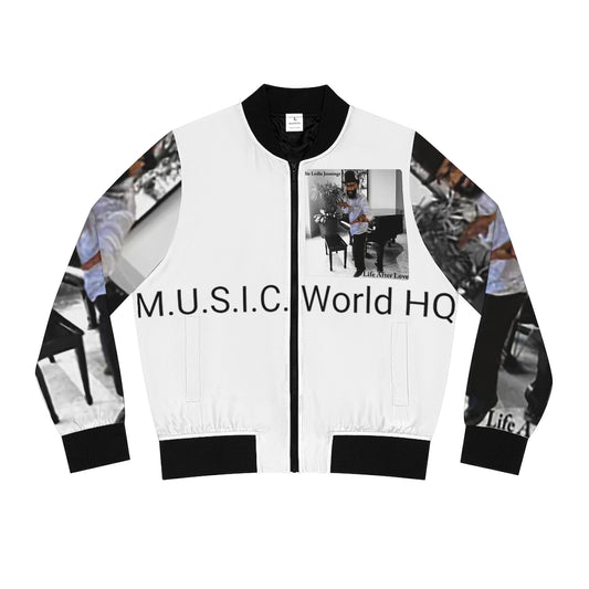 M.U.S.I.C. World HQ Album Cover Series Women's Bomber Jacket (AOP)