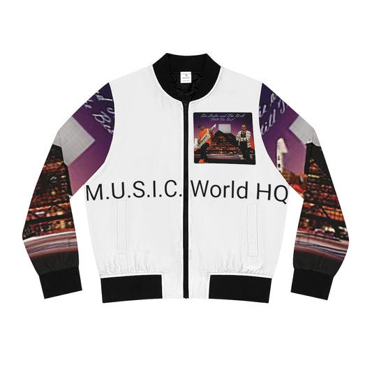 M.U.S.I.C. World HQ Album Cover Series Women's Bomber Jacket (AOP)