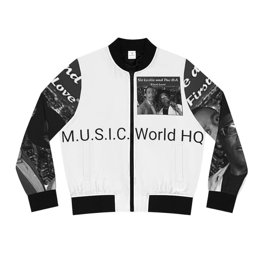 M.U.S.I.C. World HQ Album Cover Series Women's Bomber Jacket (AOP)